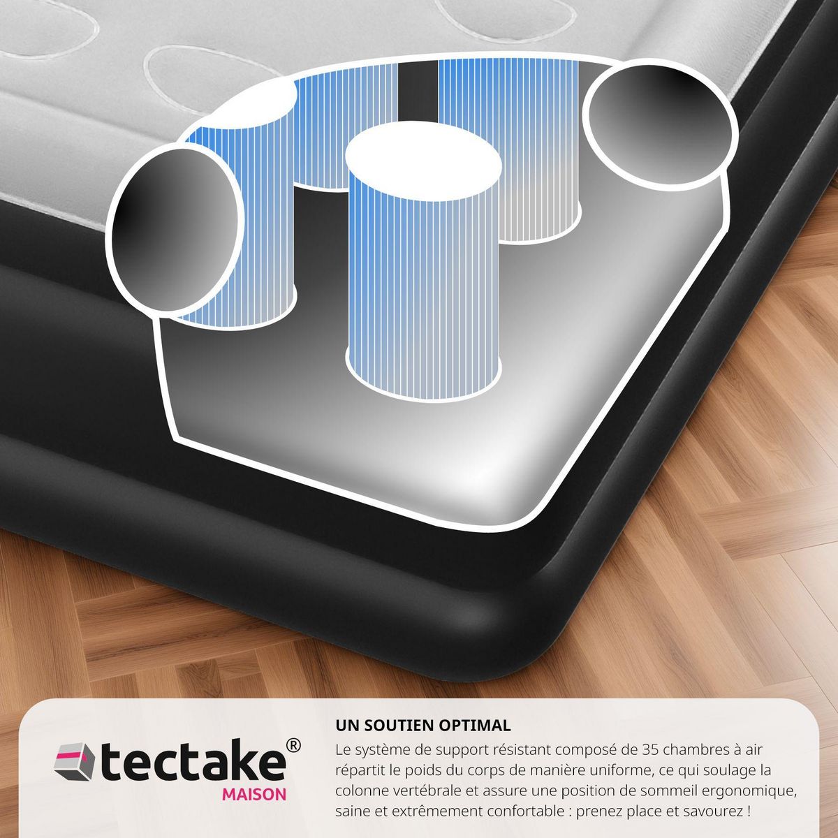 tectake Matelas gonflable avec pompe électrique sac de transport inclus 200x101x44cm