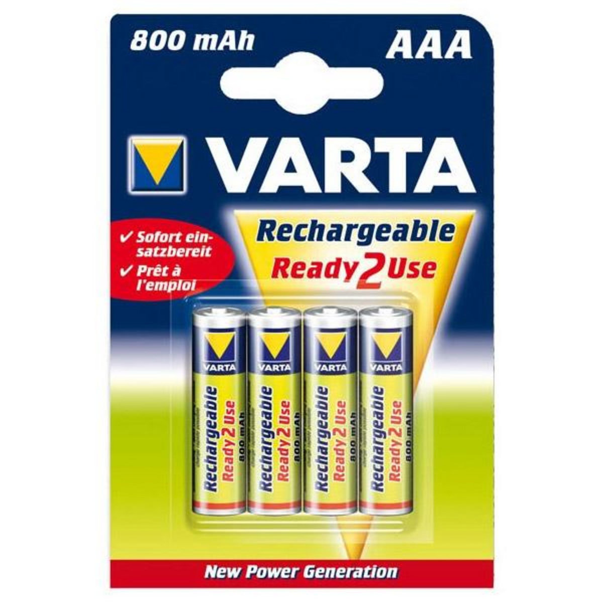 Varta Lot de 4 piles alcaline type hr03 1.2 volts rechargeables - 56703101404