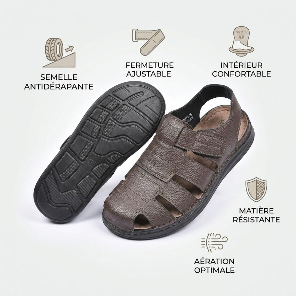 OZABI OZABI Sandales fermees homme confort ete aerées
