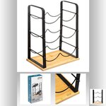  Rack à 6 bouteilles en bambou et métal