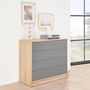 Voir la diapositive 4 : VS VENTA-STOCK Commode de Nuit Panama 4 tiroirs, Couleur Bois et Gris, 80 cm Largeur