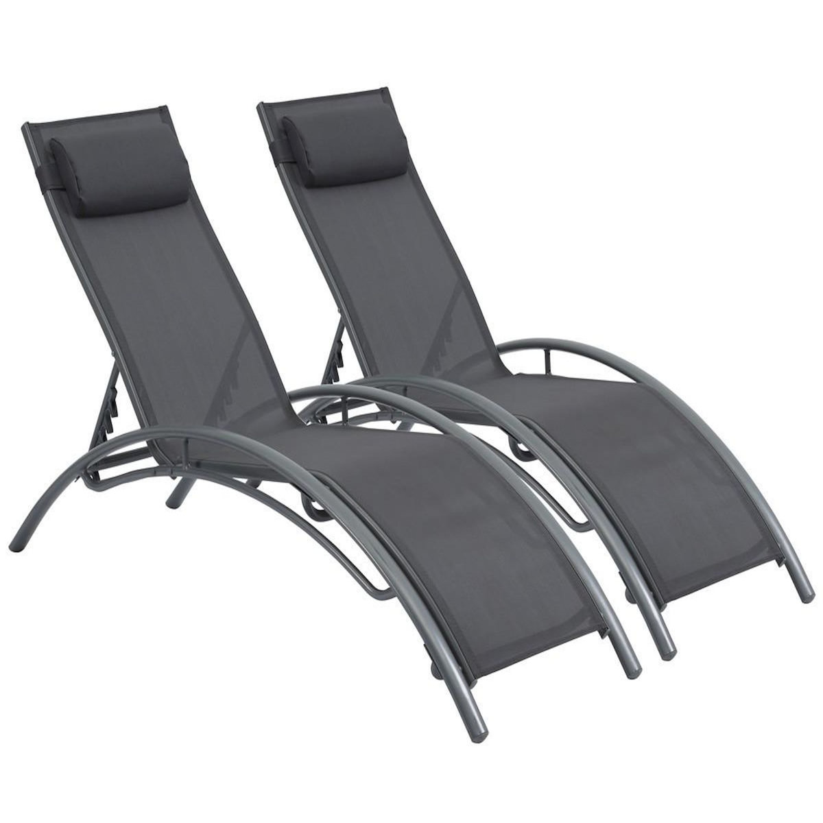 Habitat et Jardin Bain de soleil en aluminium  Beauty  - Phoenix - Gris foncé / Argenté - Lot de 2