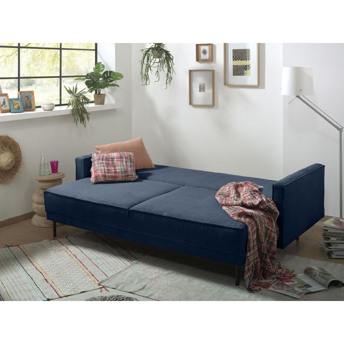 LISA DESIGN Charlie - canapé 3 places convertible avec coffre - en velours côtelé