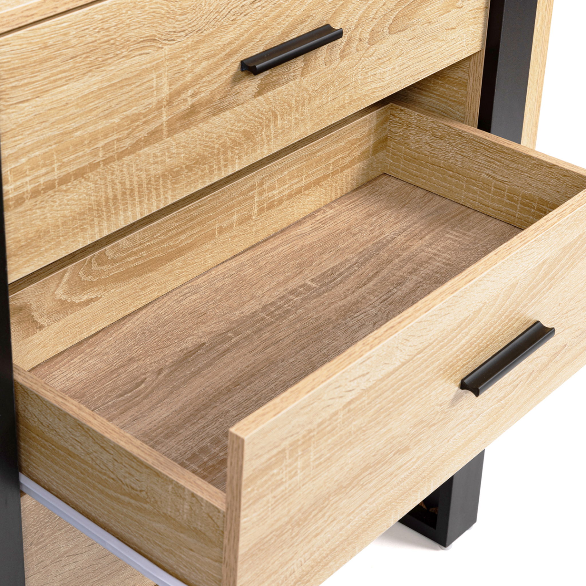 Voir la diapositive 3 : ID MARKET Commode 3 tiroirs phoenix 80 cm bois et noir
