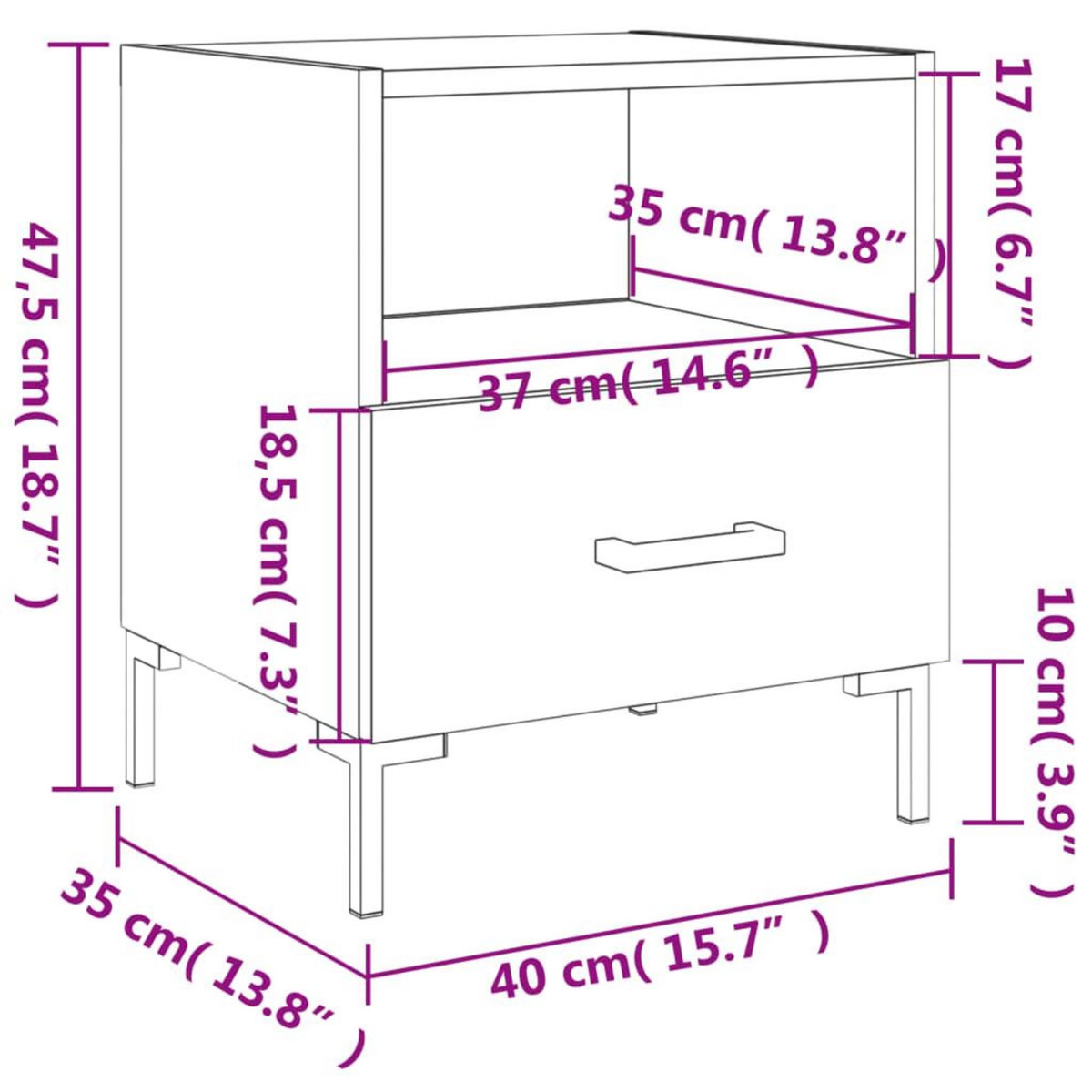 VIDAXL Tables de chevet 2 pcs blanc 40x35x47,5 cm bois d'ingenierie