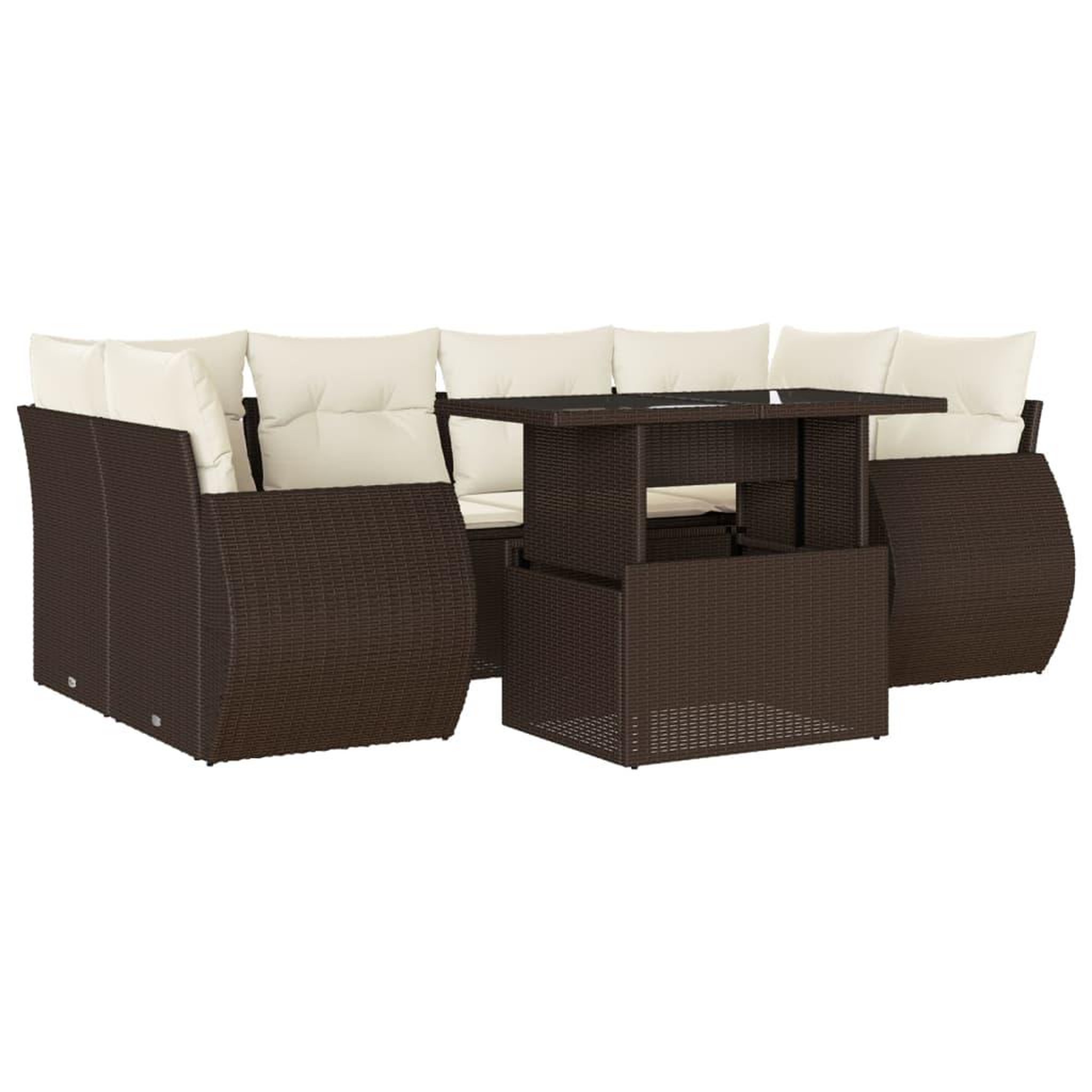 Voir la diapositive 2 : VIDAXL Salon de jardin avec coussins 7 pcs marron resine tressee