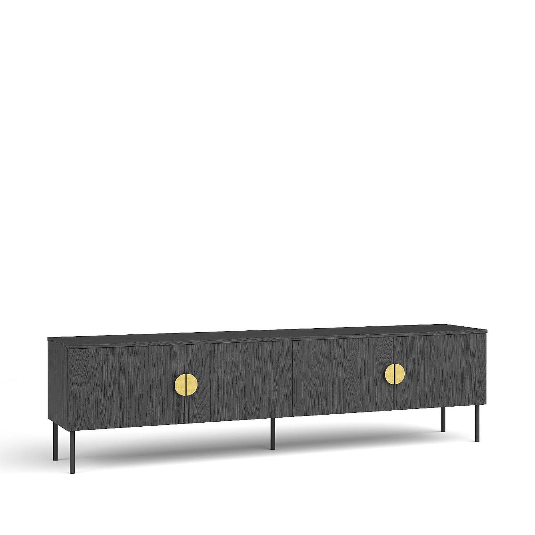 JLC KREATION Meuble tv moderne 4 portes noir et or 200cm dimitri