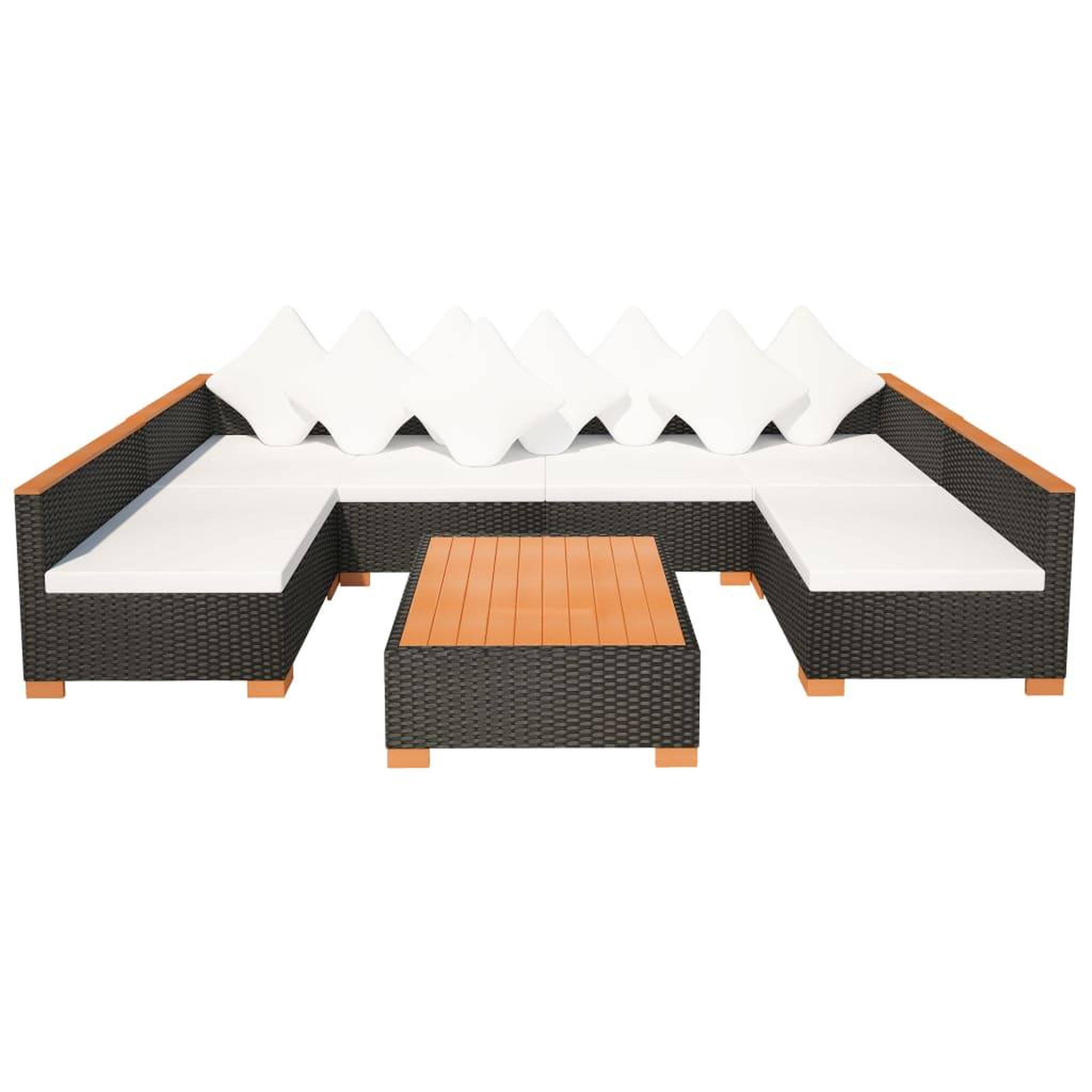 Voir la diapositive 3 : VIDAXL Salon de jardin 7 pcs avec coussins Resine tressee Noir