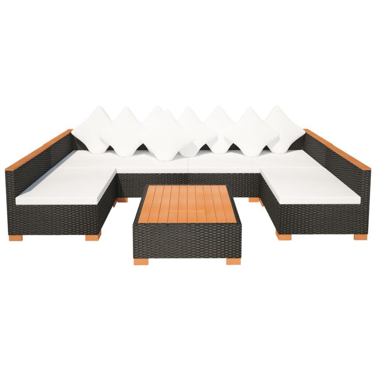 VIDAXL Salon de jardin 7 pcs avec coussins Resine tressee Noir