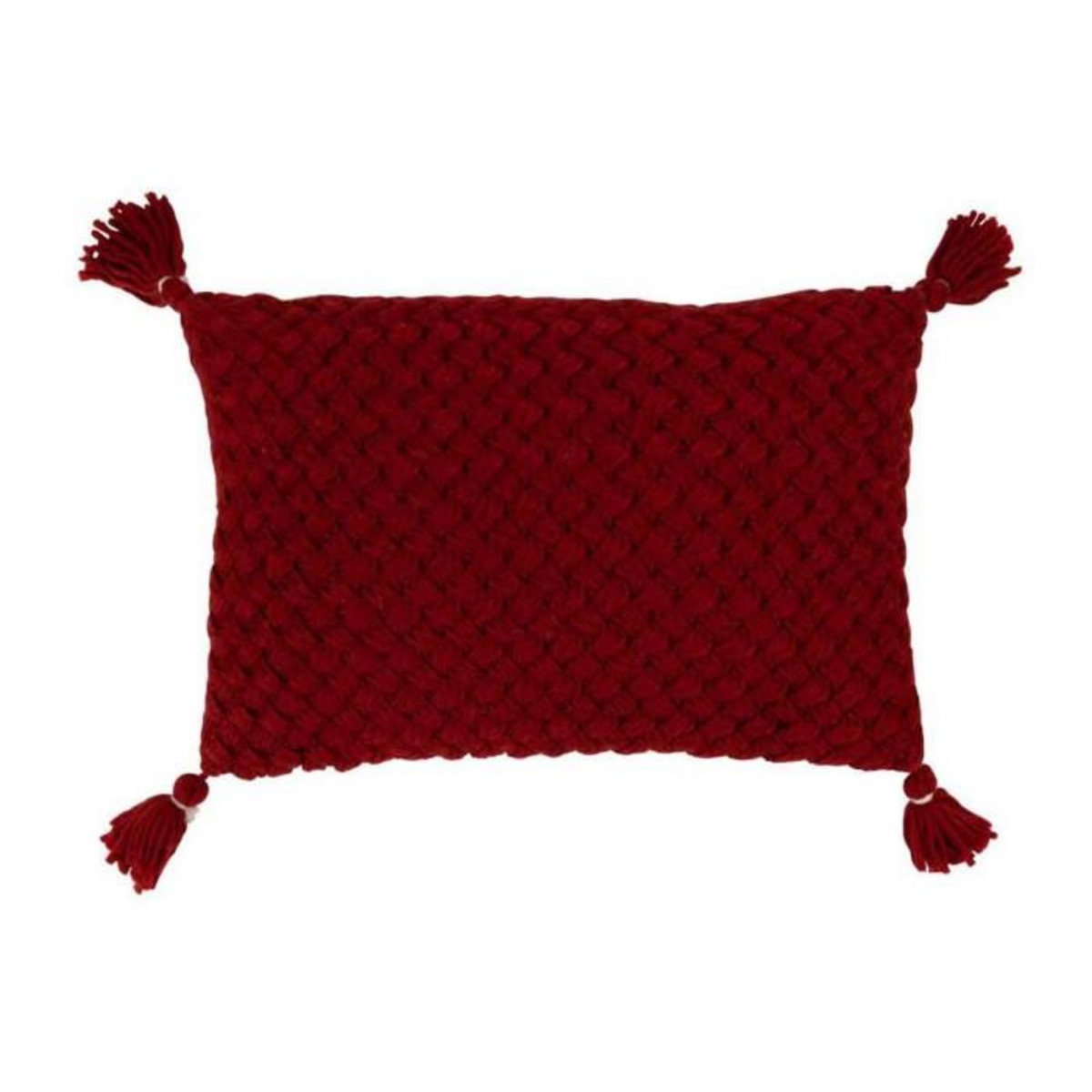 Paris Prix Coussin Déco à Franges  Crochet  40x60cm Rouge