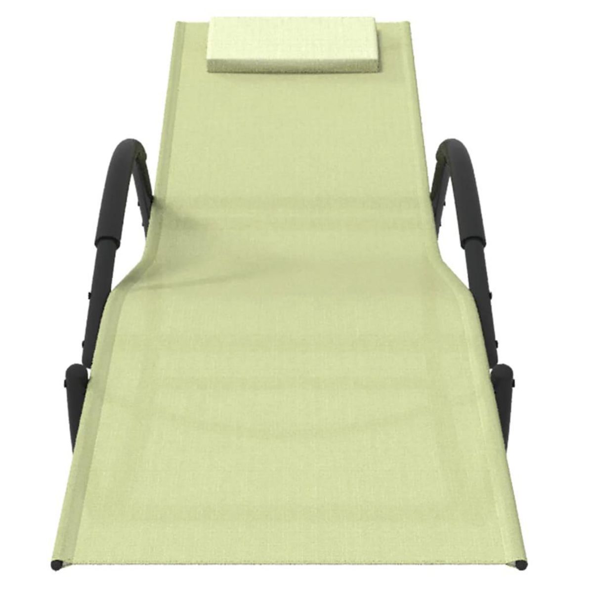 VIDAXL Chaises longues a bascule lot de 2 creme acier et textilene