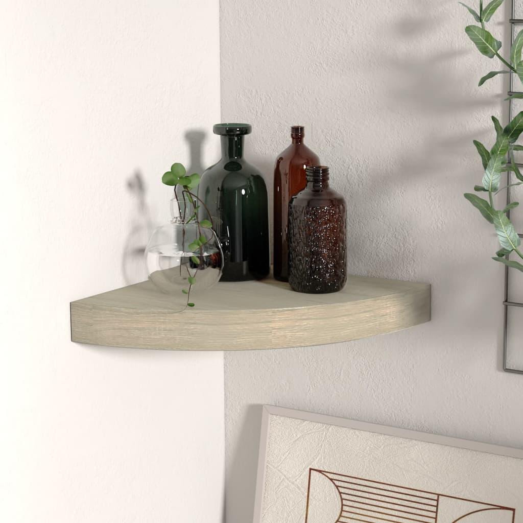 Voir la diapositive 1 : VIDAXL Etagere d'angle flottante chene 25x25x3,8 cm MDF