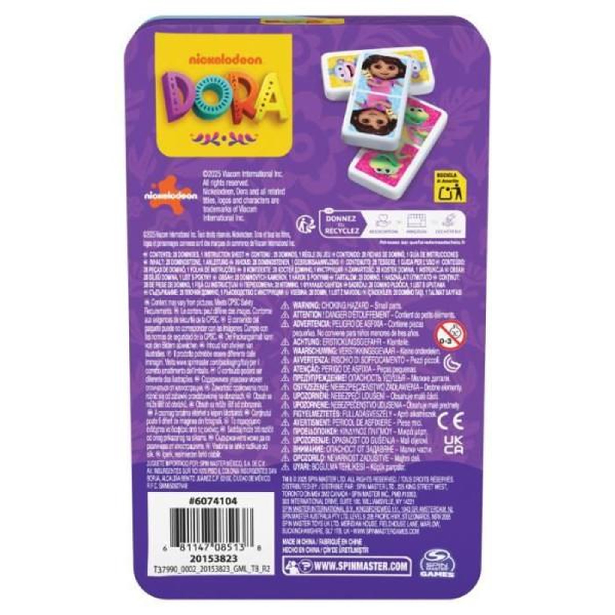 Voir la diapositive 2 : Spin Master Dominos - Boite métal - Dora - Games