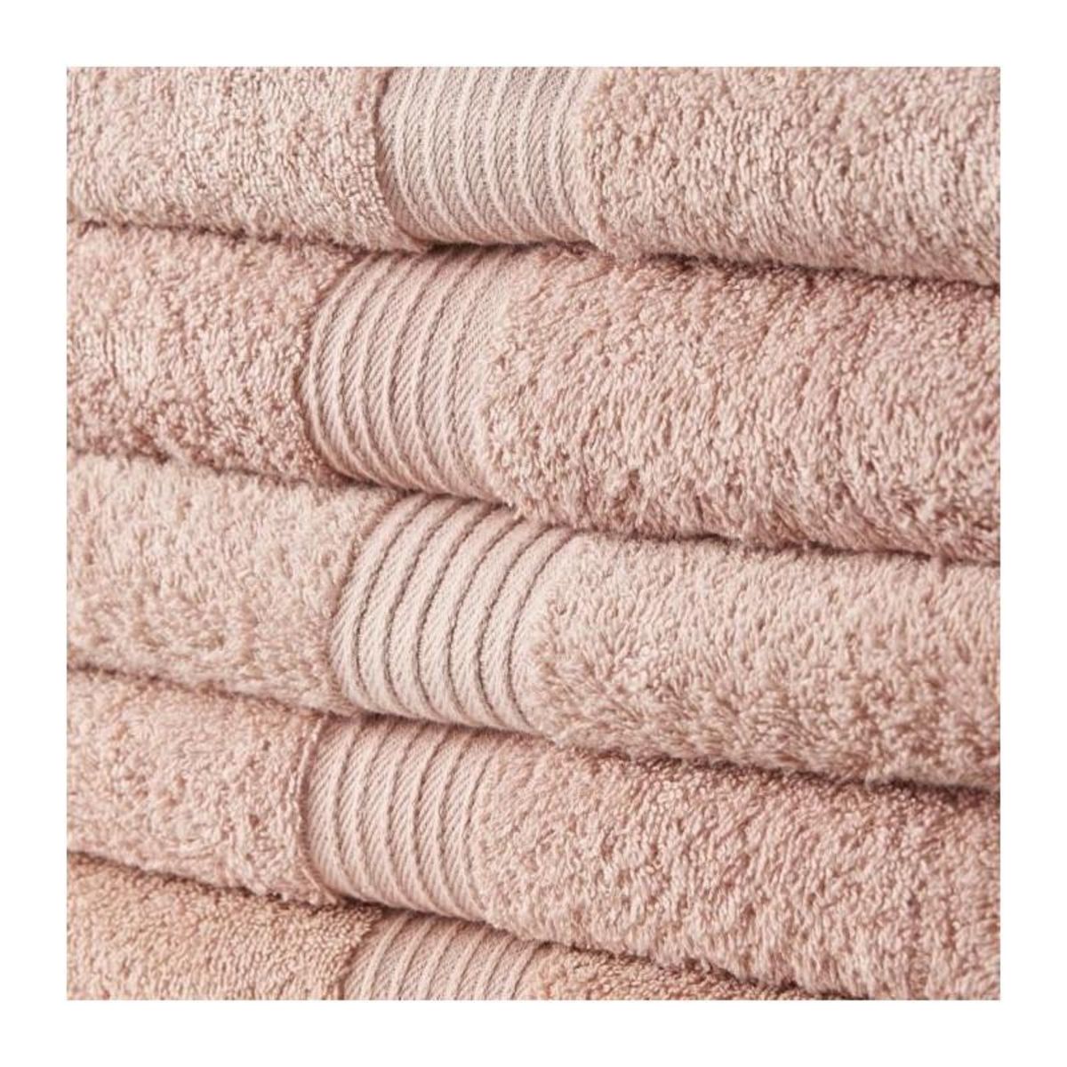 Today TODAY Essential - Lot de 5 draps de bain 70x130 cm 100% Coton coloris rose
