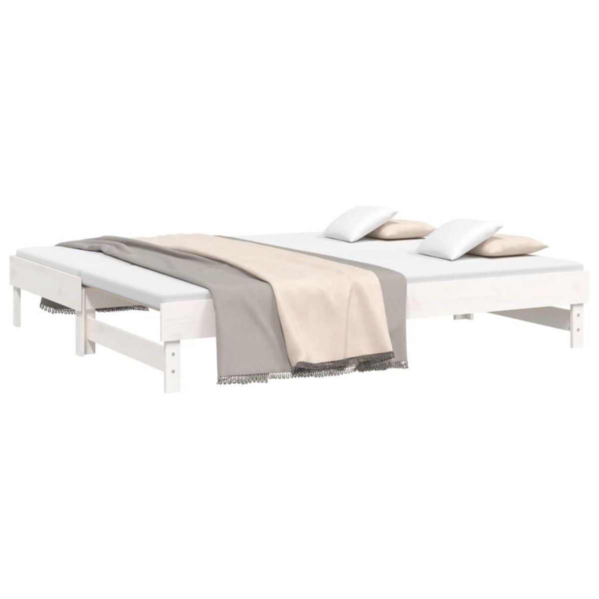 VIDAXL Lit coulissant sans matelas blanc 2x(100x200) cm
