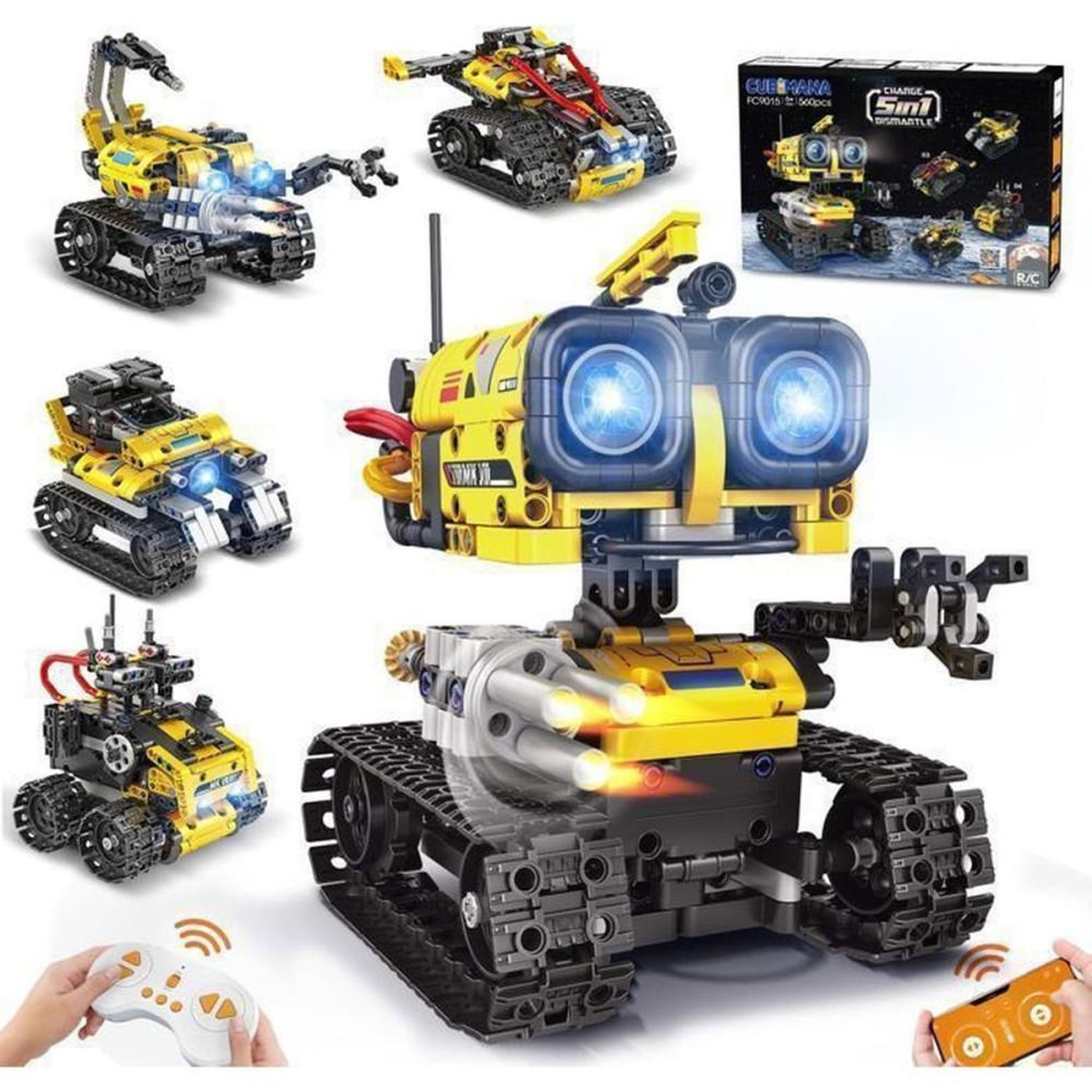 Kit véhicule robot 5 en 1 Cubimana, 560 pièces, corps jaune
