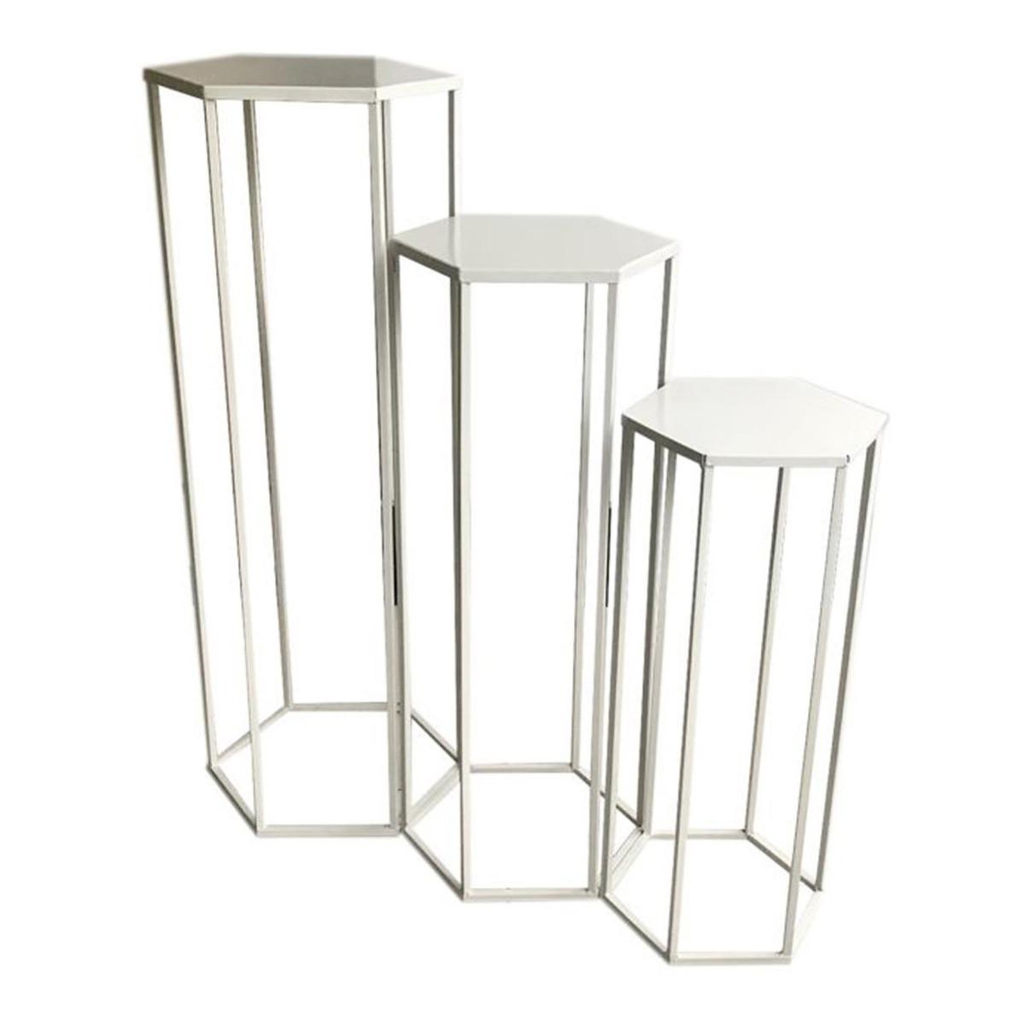 The Home Deco Factory Lot de 3 sellettes gigognes  métal  90cm blanc