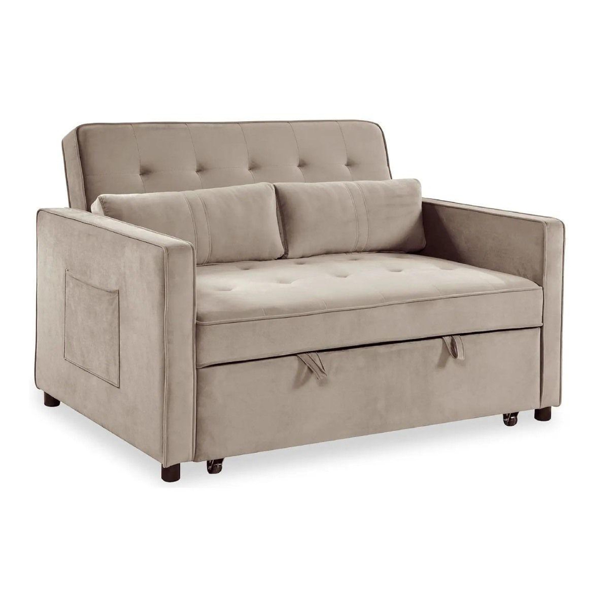 Paris Prix Canapé Convertible 2 Places Velours  Léa  133cm Beige