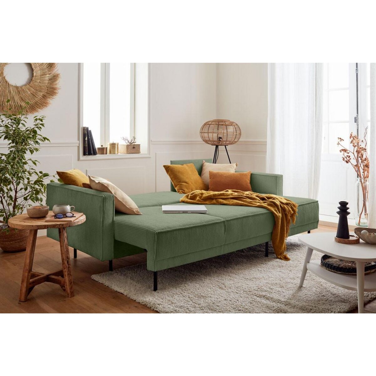 LISA DESIGN Charlie - canapé d'angle réversible - 4 places - convertible avec coffre - en velours côtelé