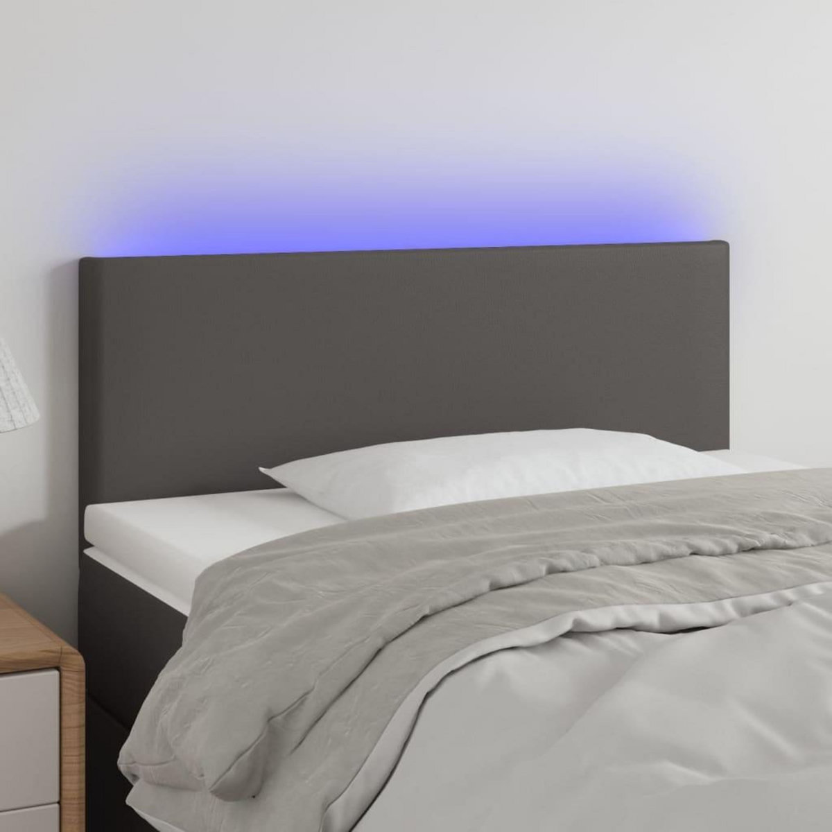 VIDAXL Tete de lit a LED Gris 90x5x78/88 cm Similicuir