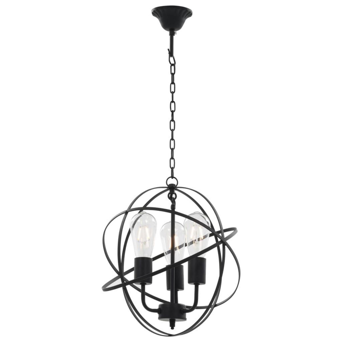 VIDAXL Lampe suspendue Noir Sphere 3 ampoules E27