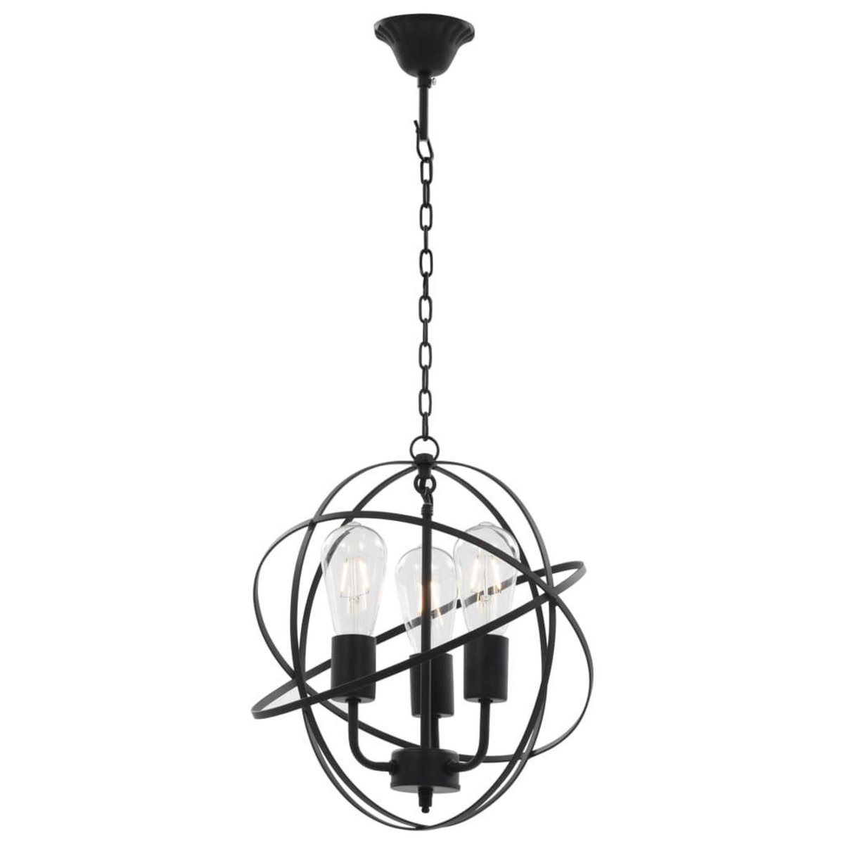 VIDAXL Lampe suspendue Noir Sphere 3 ampoules E27