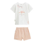 Petit Béguin Ensemble bébé t-shirt et short en gaze de coton Louison. Coloris disponibles : Rose