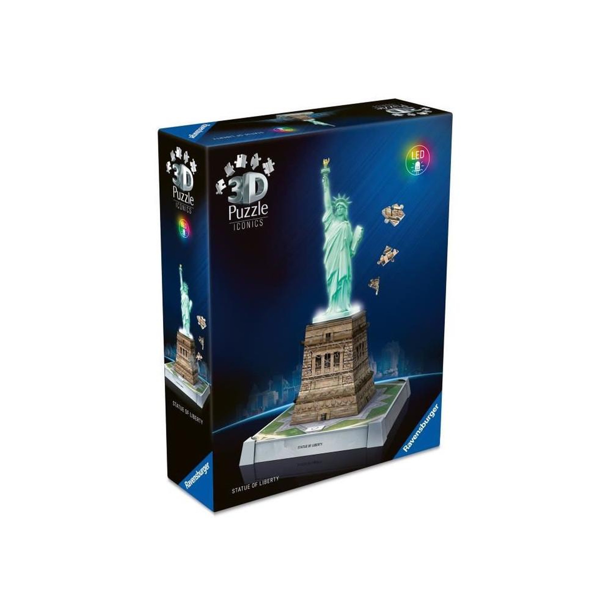 Voir la diapositive 2 : RAVENSBURGER Puzzle 3D Iconics Statue de la Liberté illuminée – Ravensburger – Adulte – Haute qualité
