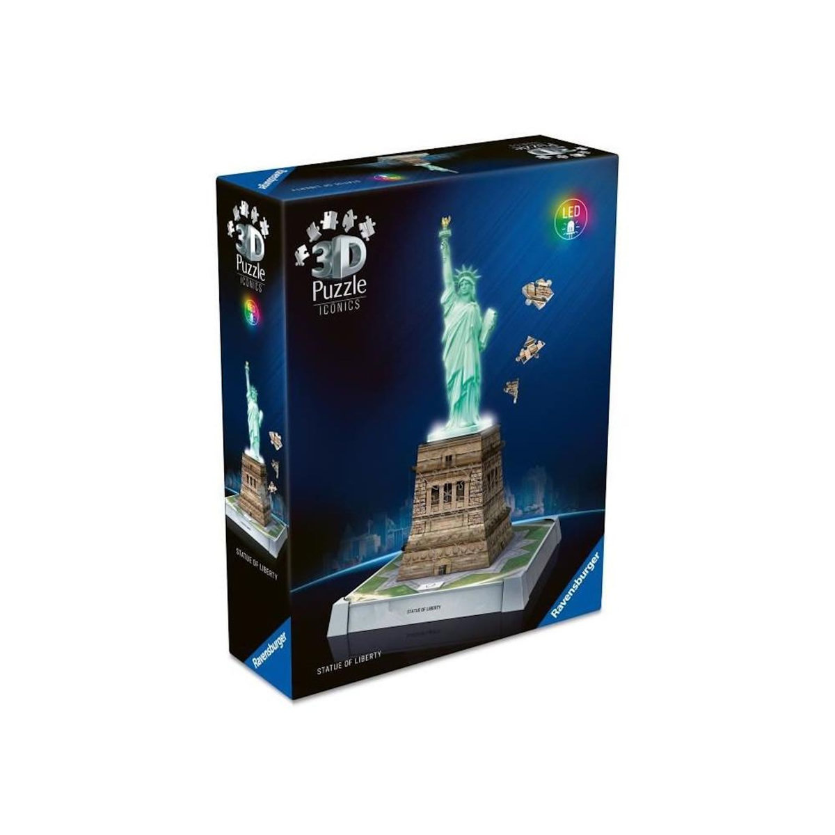 RAVENSBURGER Puzzle 3D Iconics Statue de la Liberté illuminée – Ravensburger – Adulte – Haute qualité