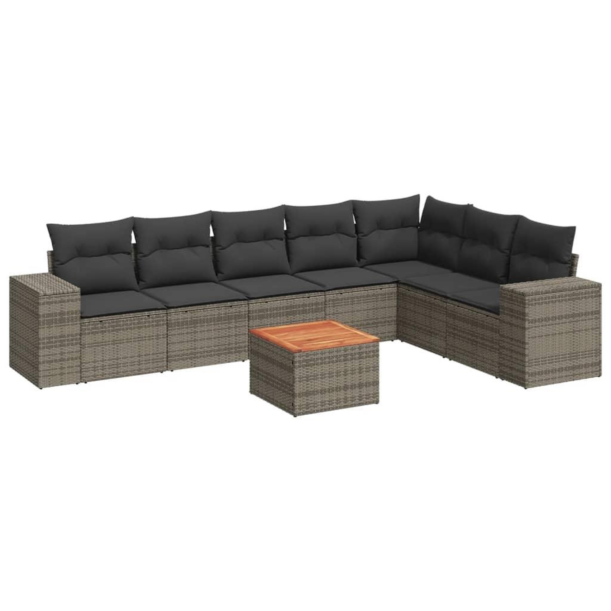 Voir la diapositive 2 : VIDAXL Salon de jardin 8 pcs avec coussins gris resine tressee