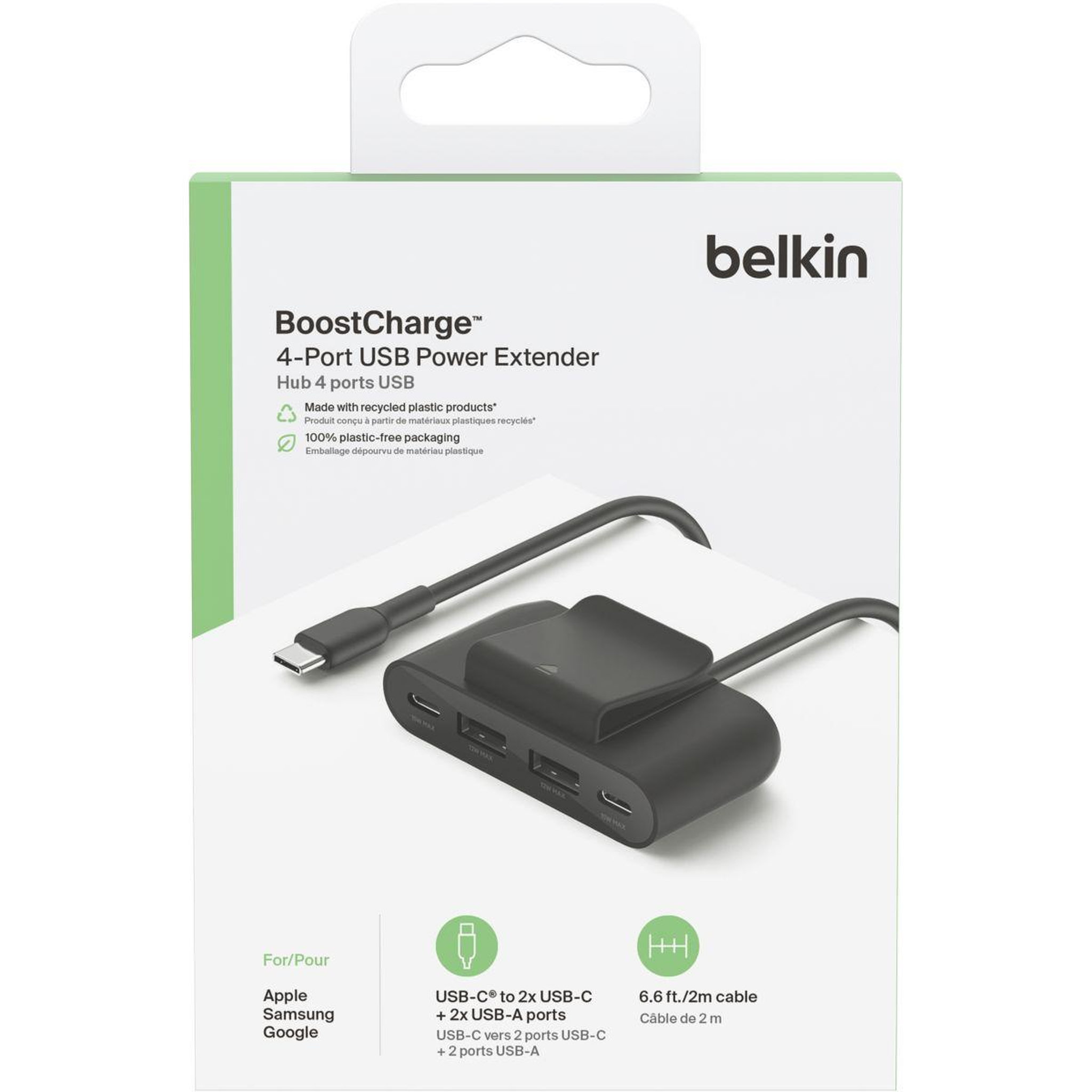Voir la diapositive 3 : Belkin Hub 4 en 1 usb-c noir