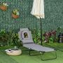 Voir la diapositive 2 : OUTSUNNY Bain de soleil pliable transat inclinable 4 positions chaise longue de lecture 3 coussins fournis gris