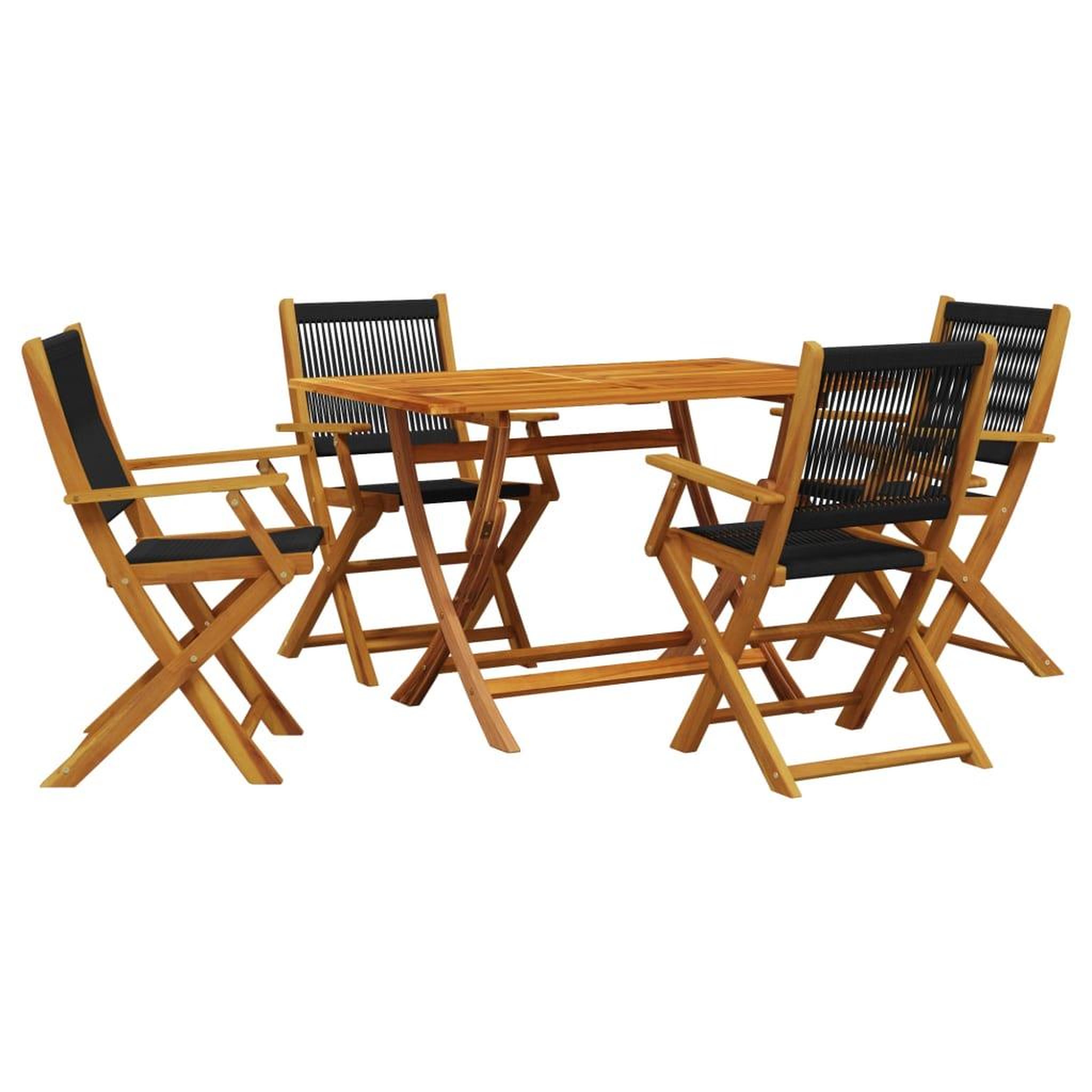 Voir la diapositive 2 : VIDAXL Ensemble a manger de jardin 5pcs noir polypropylene bois massif
