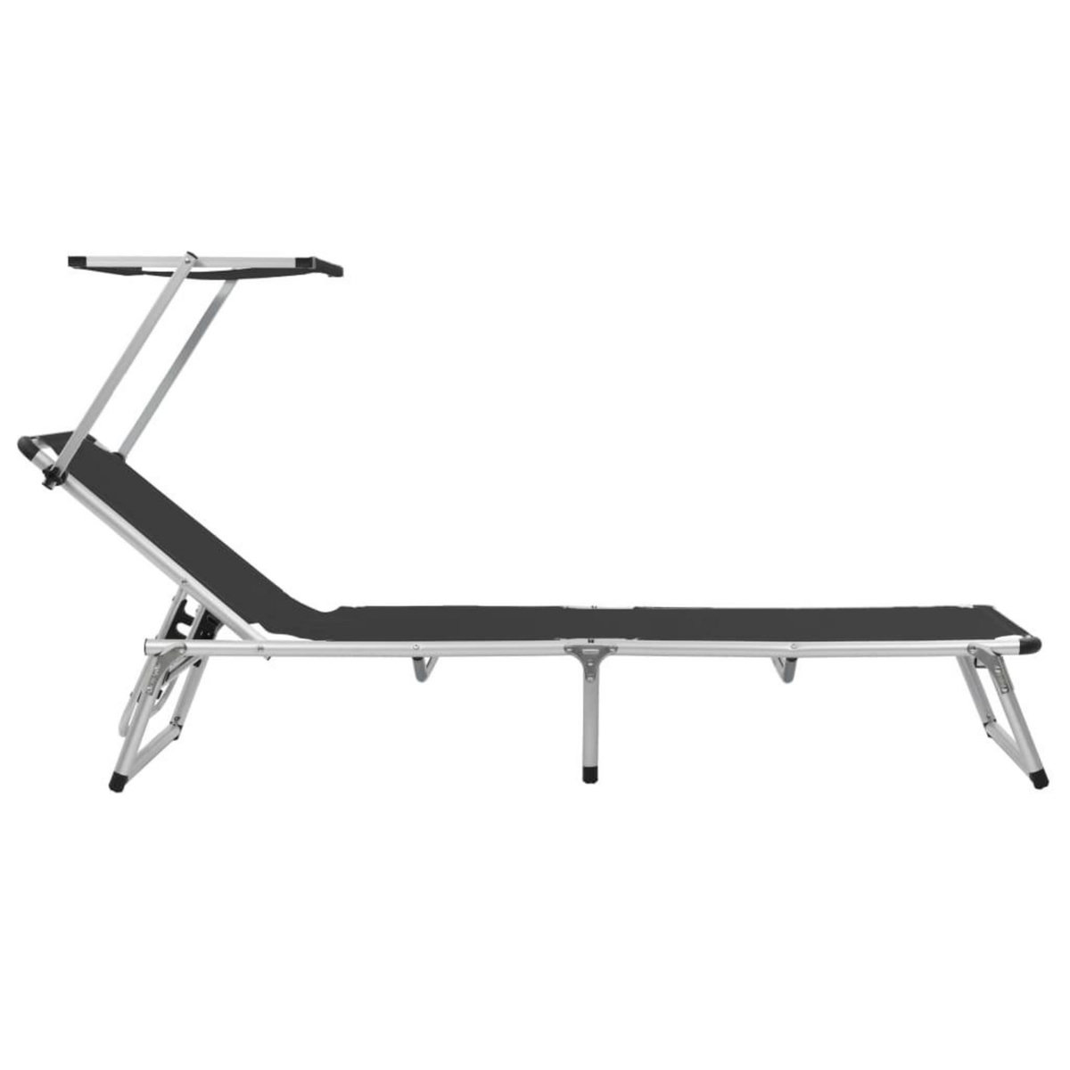 VIDAXL Chaises longues pliables et toit lot de 2 Aluminium textilene