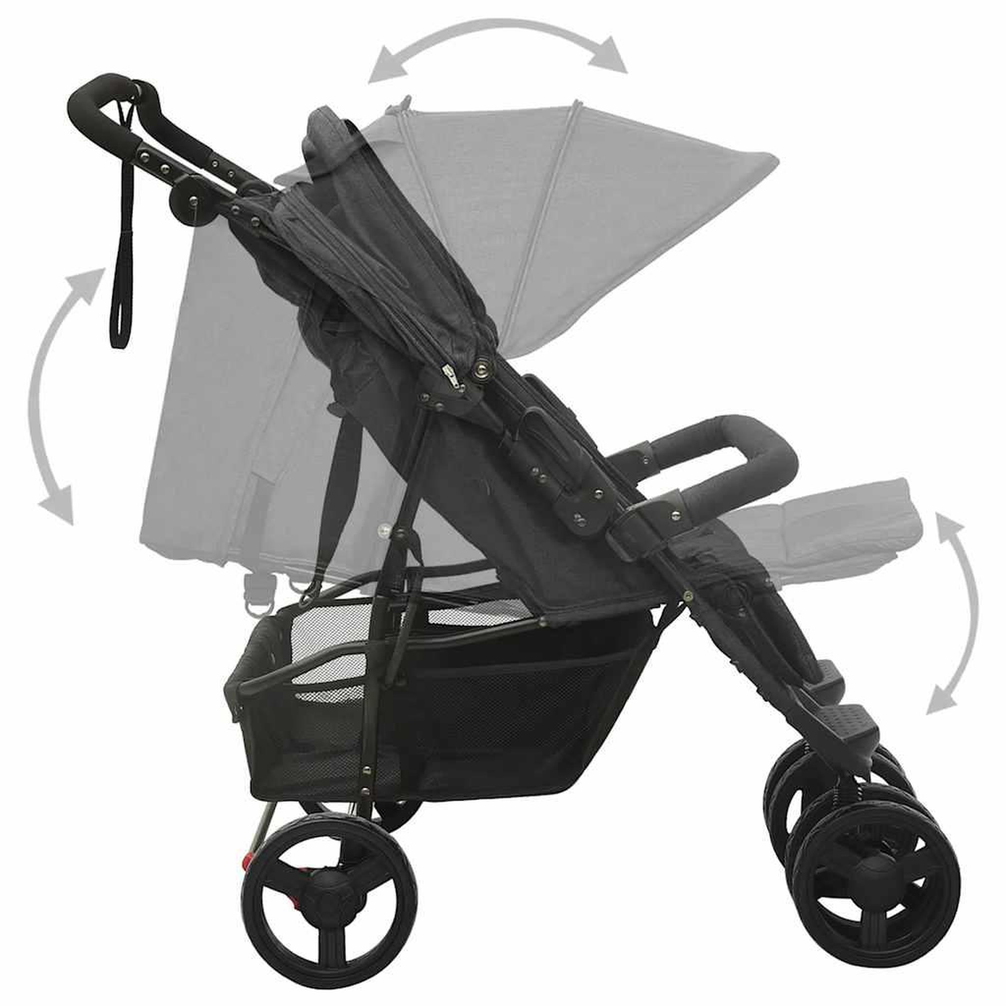 Voir la diapositive 5 : VIDAXL Poussette a deux places Anthracite Acier