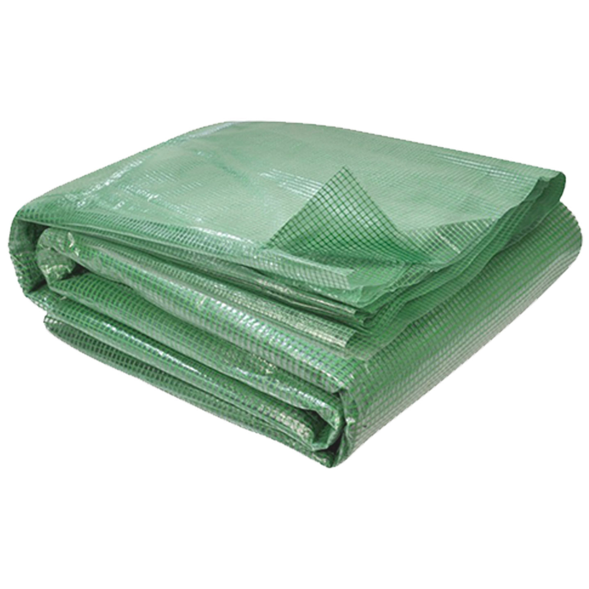 ID MARKET Bâche de rechange pour serre de jardin tunnel 6m² 3 x 2 x 2 m anti-UV avec porte et fenêtres ROMA verte