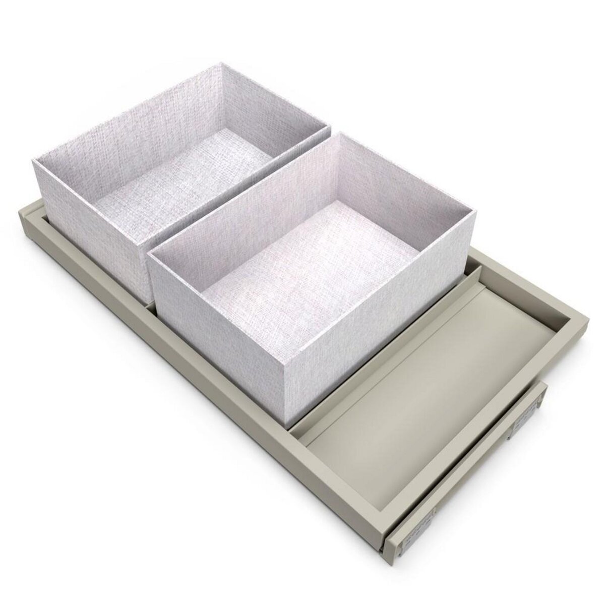 EMUCA SRL Kit de plateau- 2 paniers d'organisation et cadre de roulement soft close pour armoires- réglable- Gris pierre