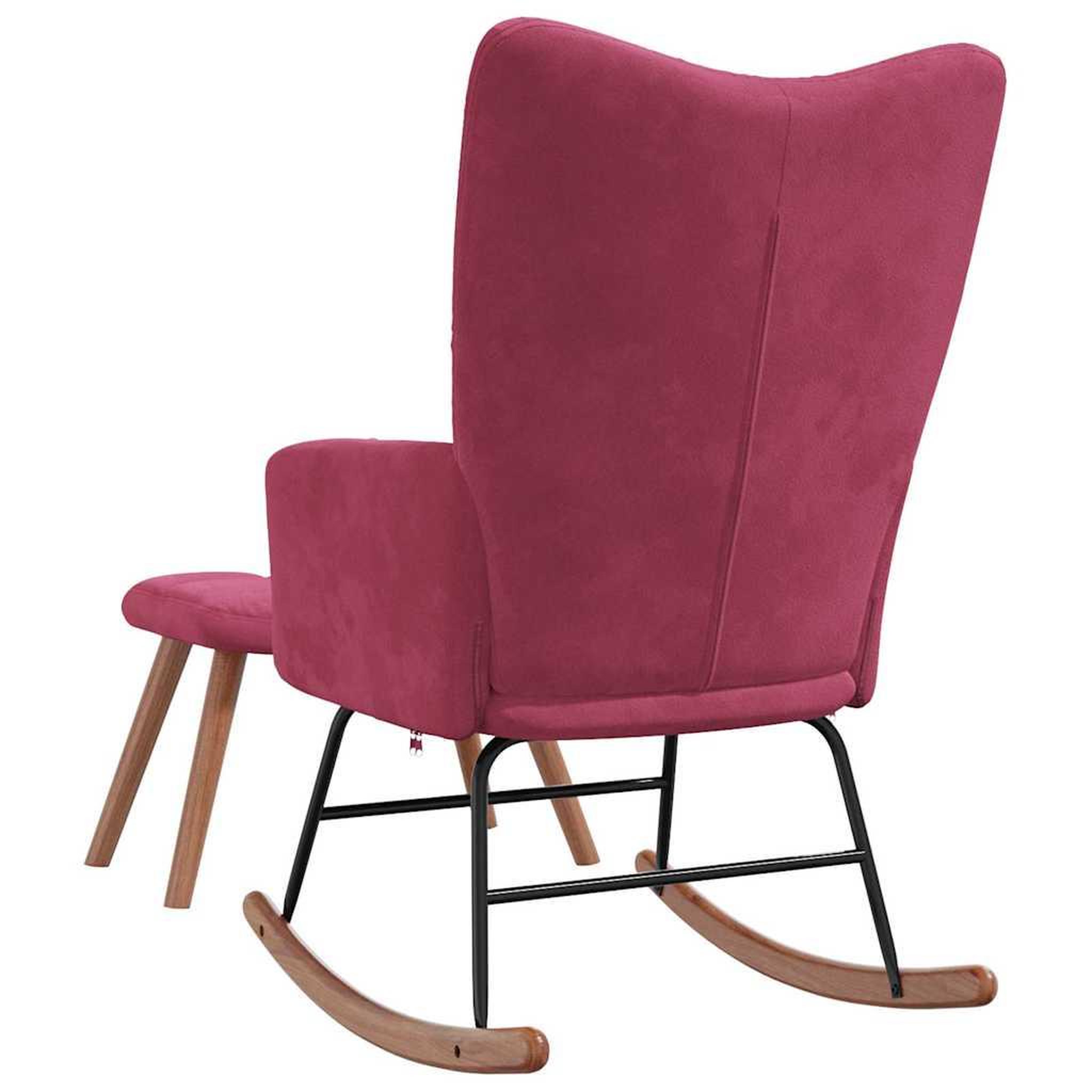 Voir la diapositive 5 : VIDAXL Chaise a bascule avec repose-pied Rouge bordeaux Velours