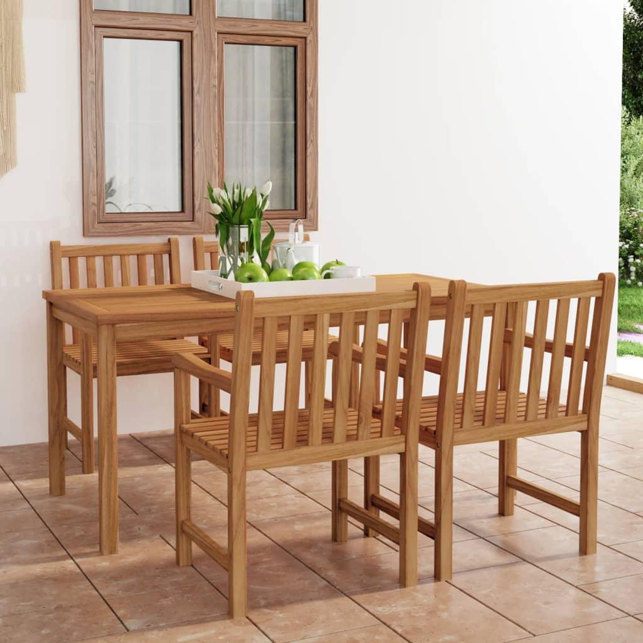Voir la diapositive 1 : VIDAXL Ensemble a manger de jardin 5 pcs Bois de teck massif