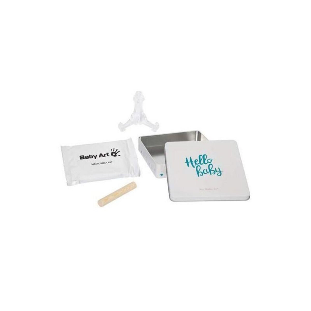 BABY ART Baby Art Magic Box Square - Kit Empreintes Mains et Pieds Bébé dans Boîte Métal, Cadeau Naissance ou Bapteme, Essentiel