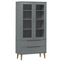 Voir la diapositive 2 : VIDAXL Armoire a vitrine MOLDE Gris 90x35x175 cm Bois de pin massif