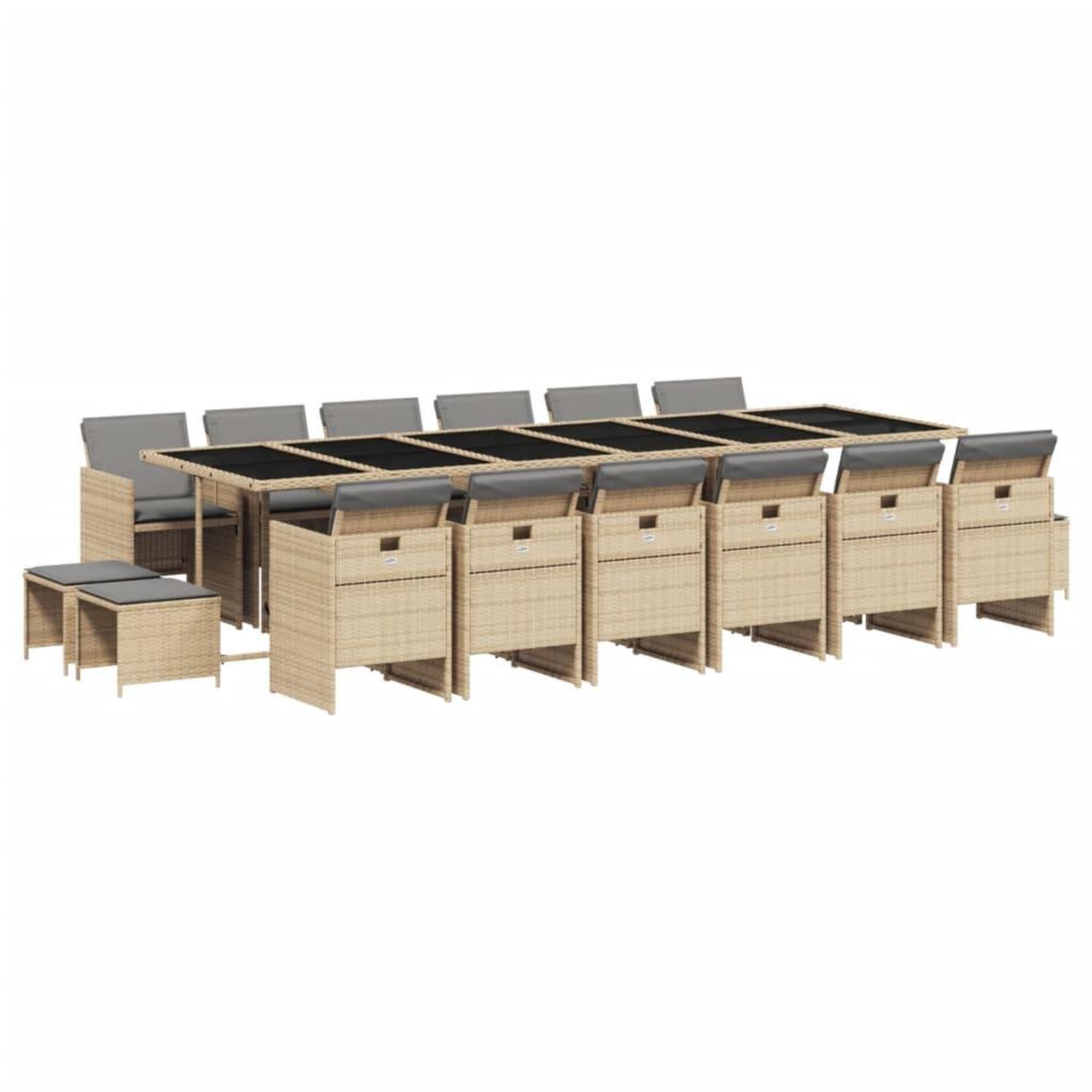 Voir la diapositive 2 : VIDAXL Ensemble a manger de jardin et coussins 17 pcs melange beige
