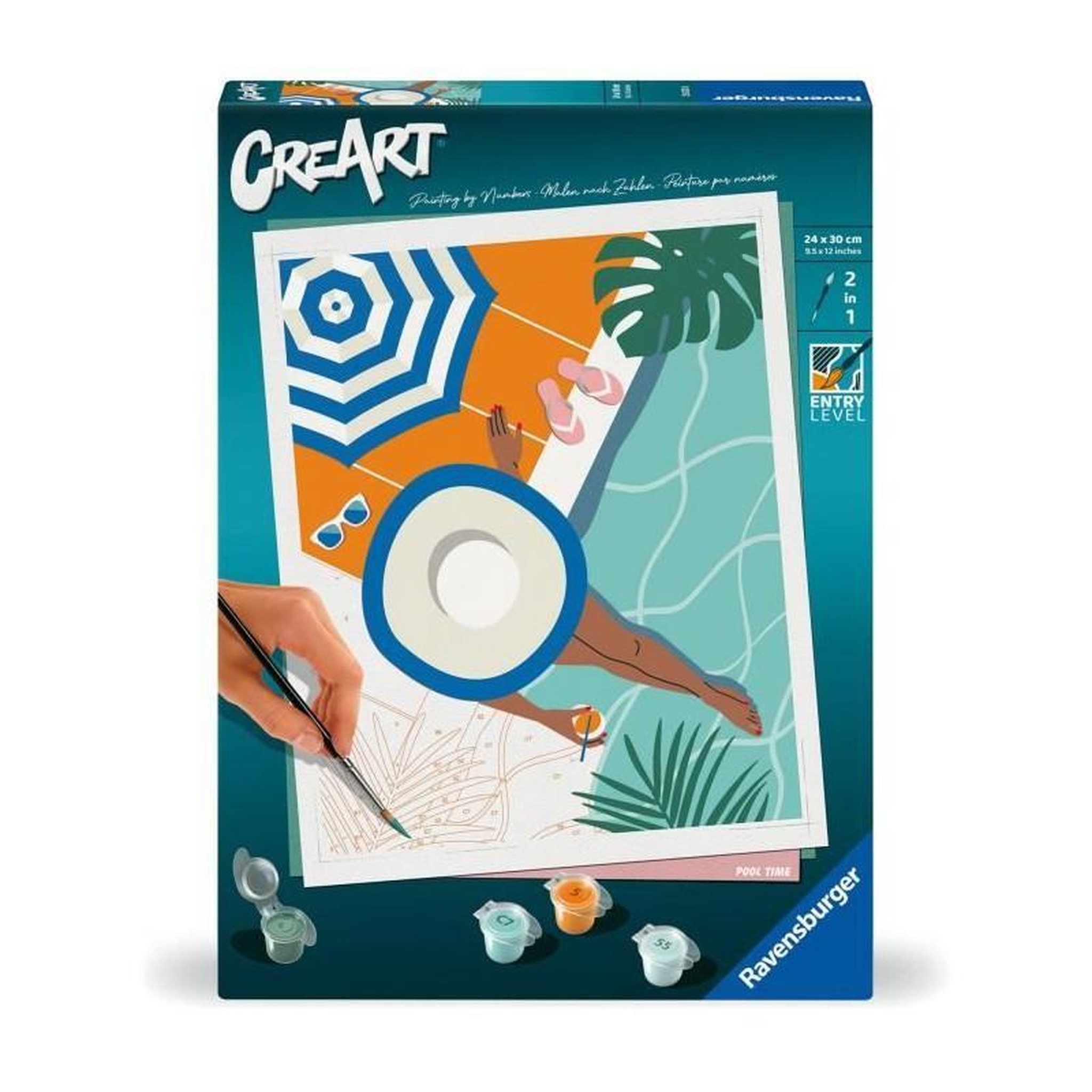 RAVENSBURGER CreArt 24x30 cm Pool Time, Adulte, Peinture par numéros, 25523, Ravensburger