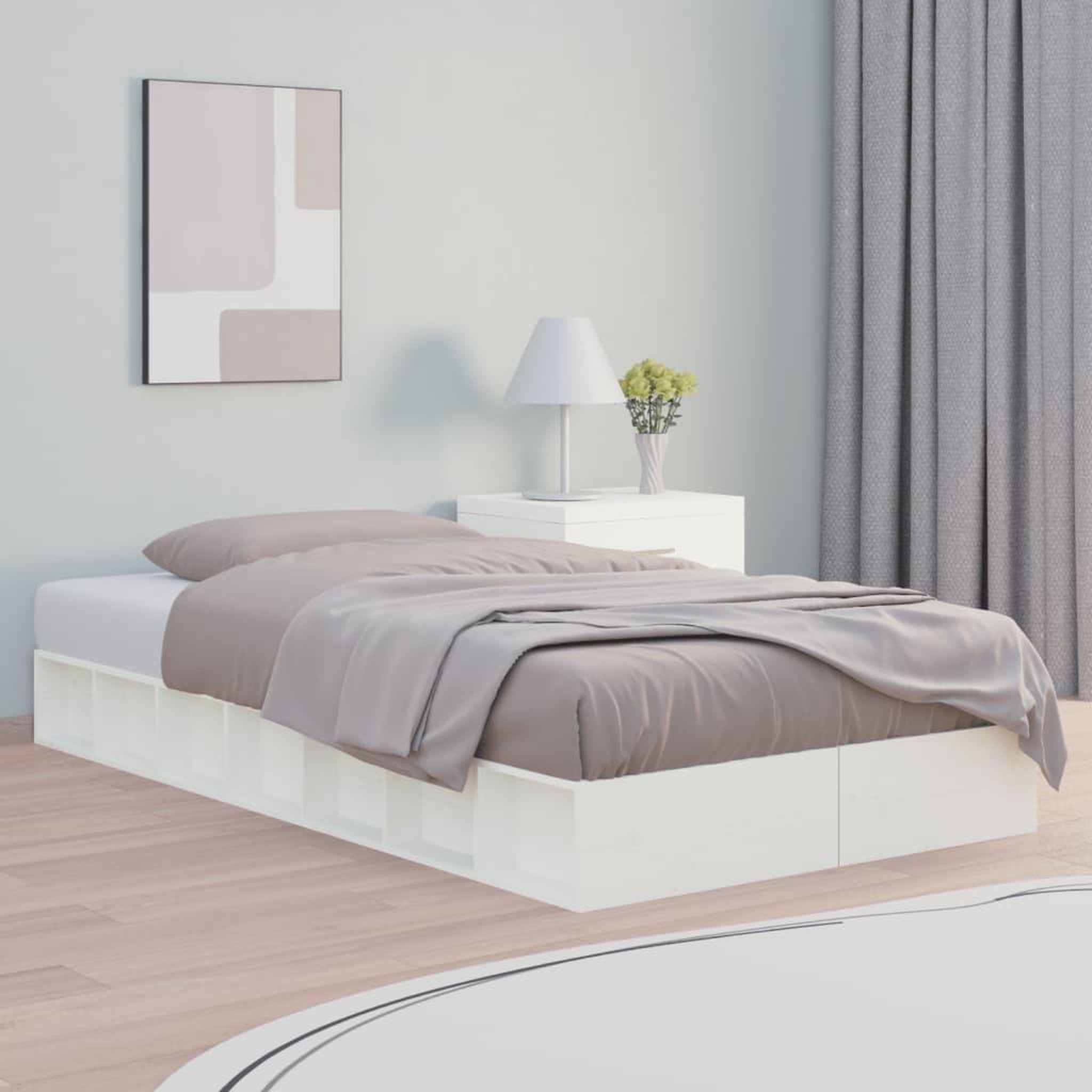 VIDAXL Cadre de lit sans matelas blanc 100x200 cm bois massif