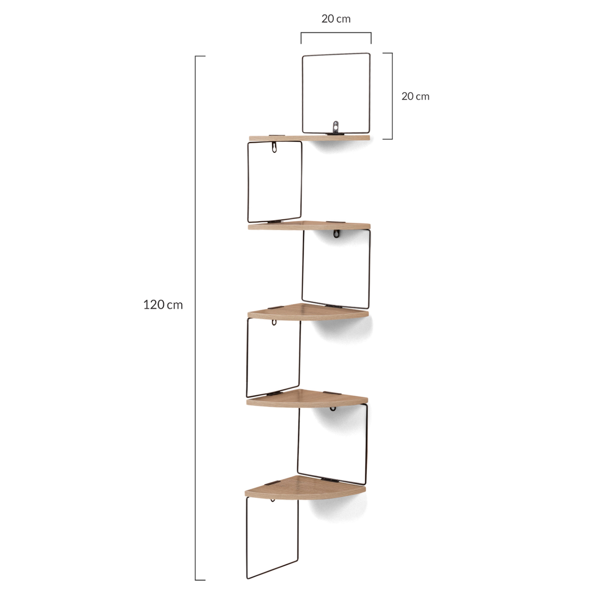 Voir la diapositive 3 : ID MARKET Etagère murale d'angle isa 5 niveaux bois et métal design industriel
