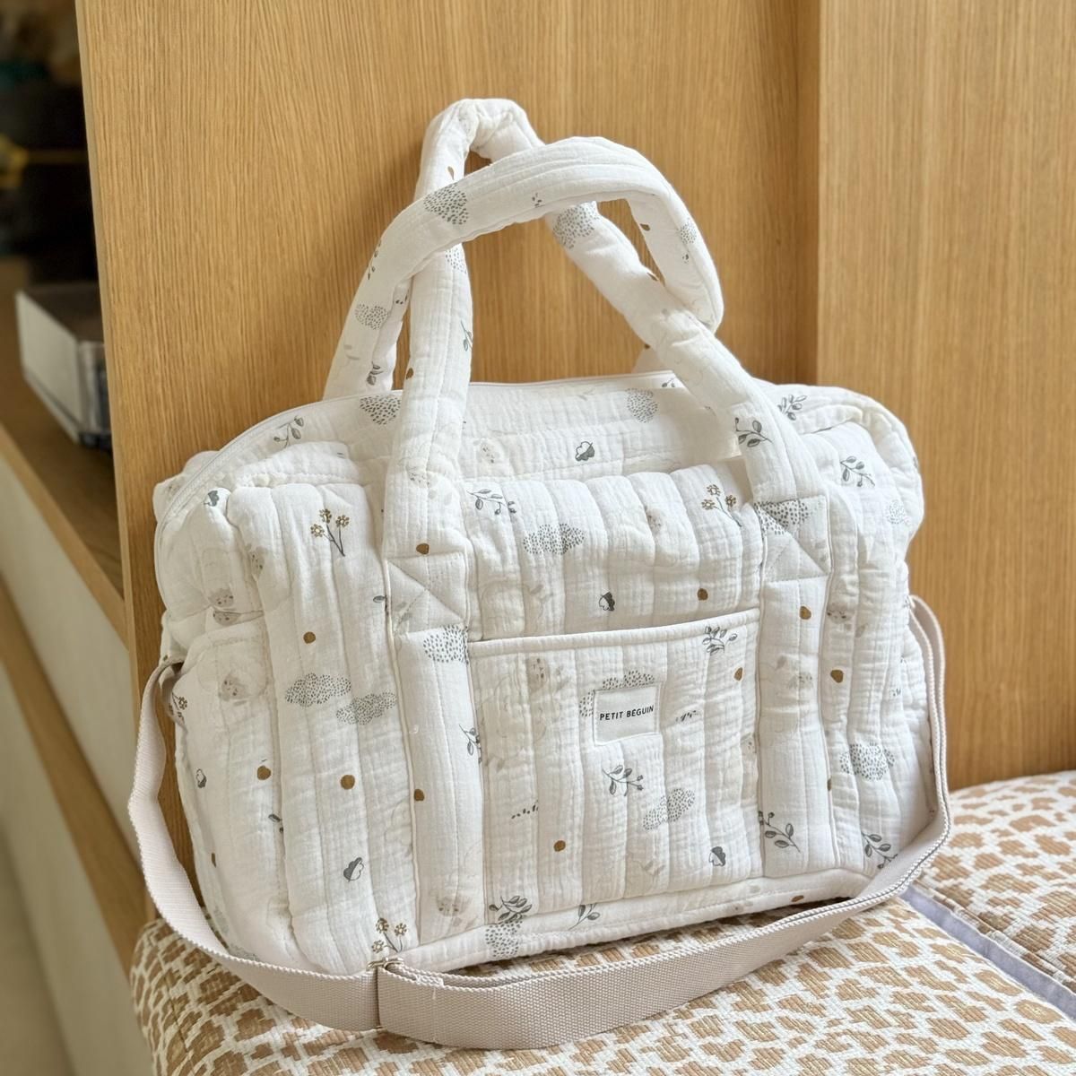 Petit Béguin Sac à langer en gaze de coton et tapis de change Câlins