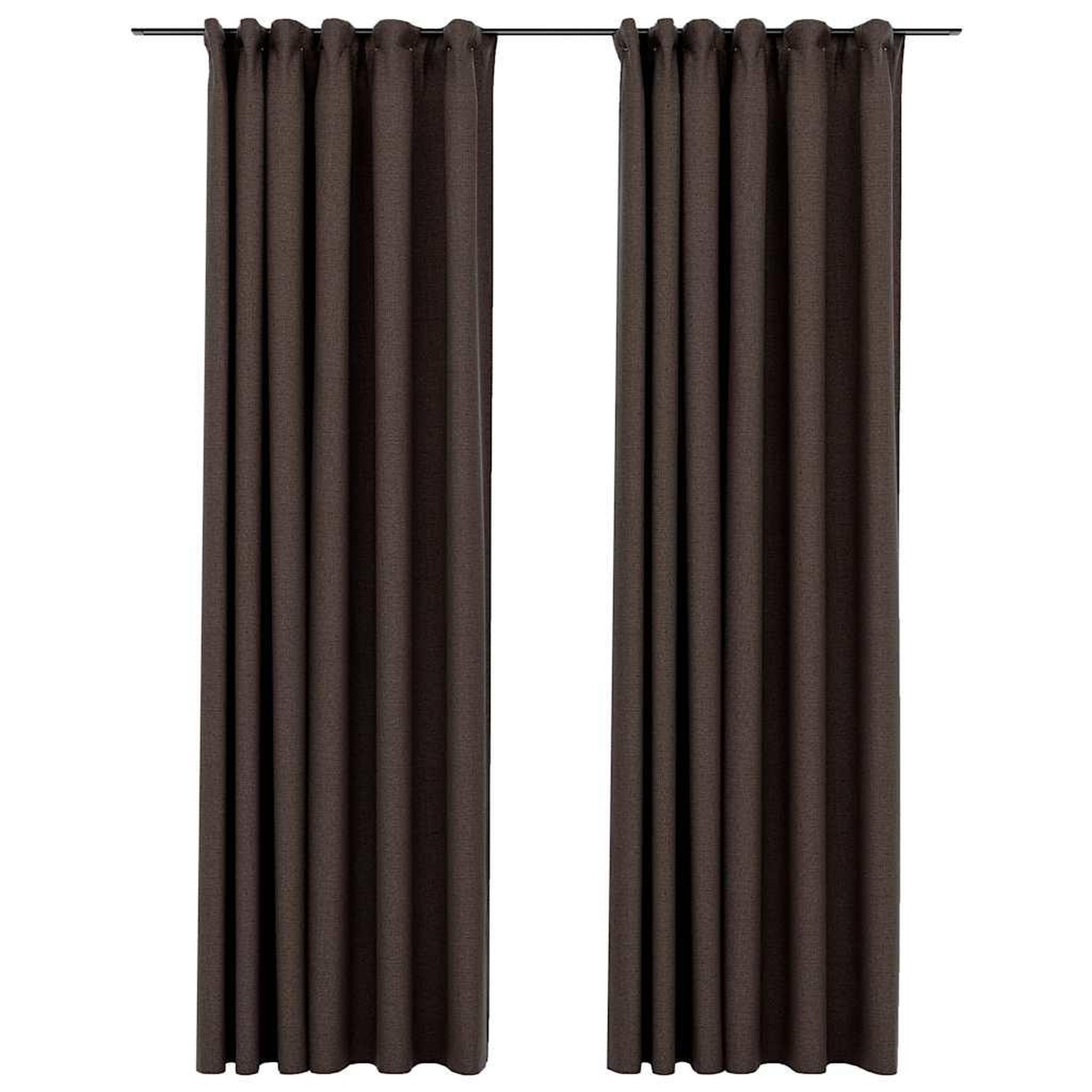 Voir la diapositive 2 : VIDAXL Rideaux occultants aspect lin et crochets 2 pcs Taupe 140x245cm