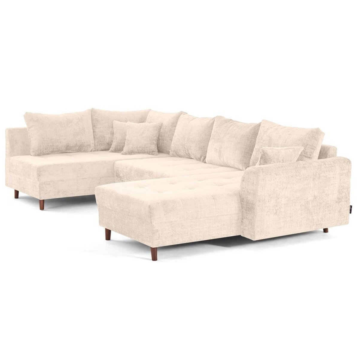 LISA DESIGN Rune - canapé panoramique d'angle gauche 7 places en velours texturé