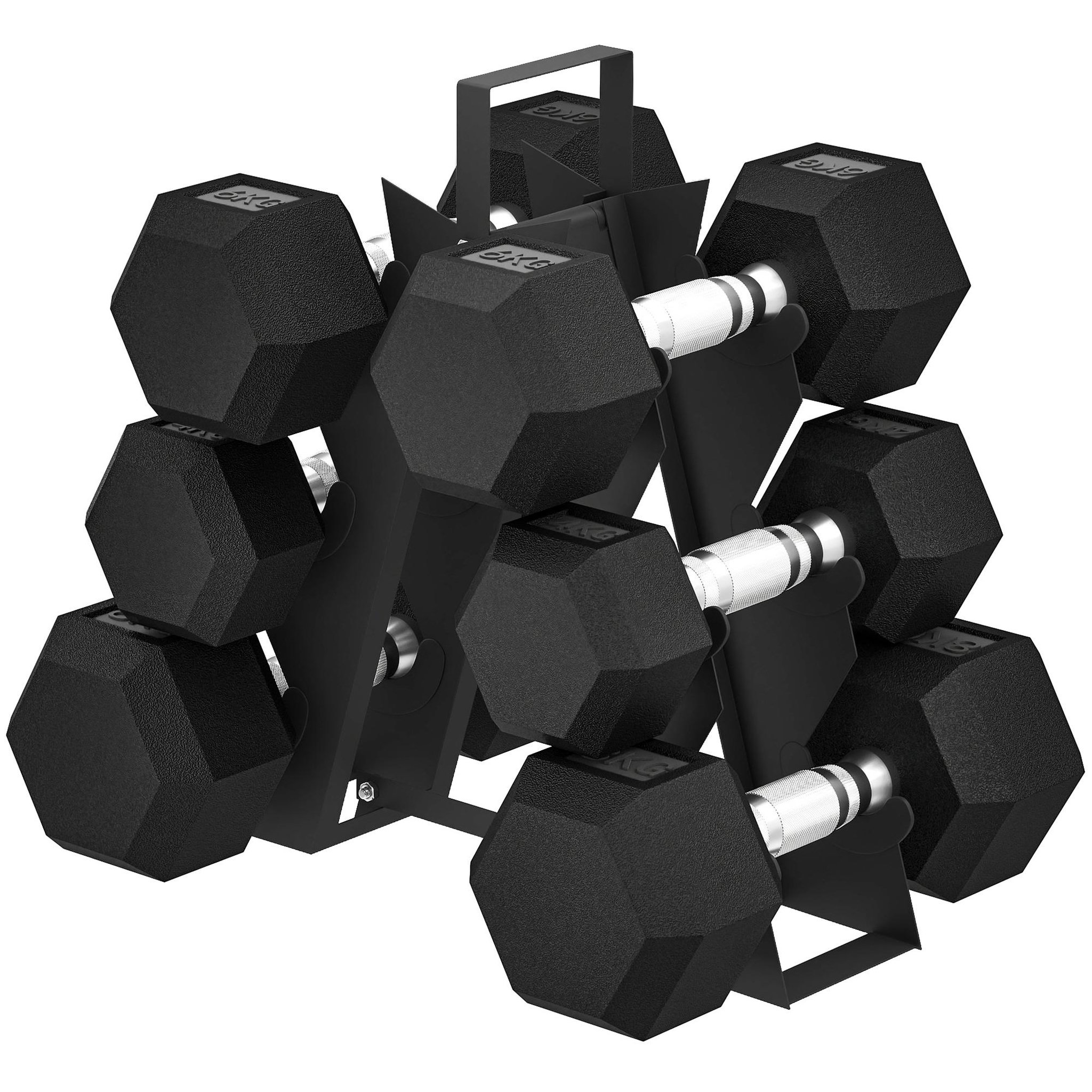 Voir la diapositive 5 : HOMCOM Ensemble d'haltères avec support 2 x 4 kg/6 kg/8 kg noir