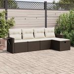 VIDAXL Salon de jardin avec coussins 5 pcs marron resine tressee